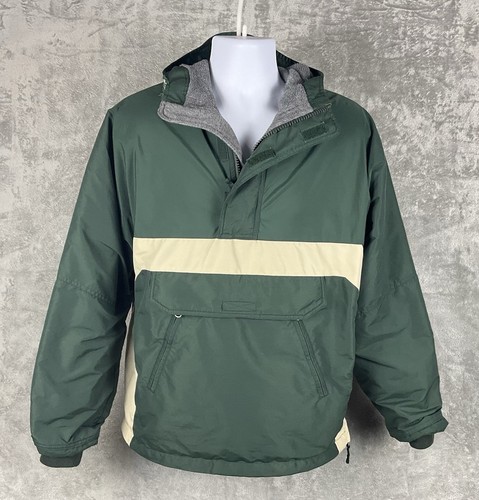 Vintage J Crew grün/beige Kapuze Fleece gefüttert Anorak Jacke Herren Größe Small 90er - Bild 3 von 19