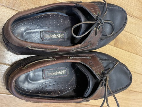 Timberland Black & Brown Leather Boat Shoes Deck Shoes Size 13 - Picture 13 of 14