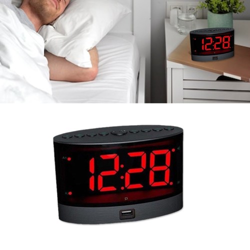 Wireless Bed Shaker Extra Loud Alarm Clock Rechargeable for Adults Teens Bedroom - Picture 2 of 8