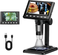 Digital Microscope with 4.3" LCD Screen, 1000X USB Coin Magnifier, 1080P HD, 8 A