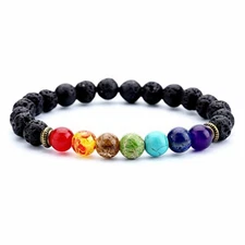 Hot 7 Chakra Healing Beaded Natural Diffuser Lava Stone Bracelet Jewelry Gift