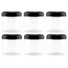 16oz Clear Plastic Jars w/ Domed Lids 6pk BPA Free PET Stackable Straight Sided