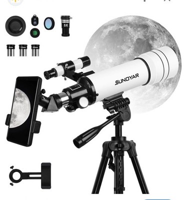 SUNOYAR 70400 70mm Aperture (20X-333X) Refractor Telescopes, 400mm New O.B.
