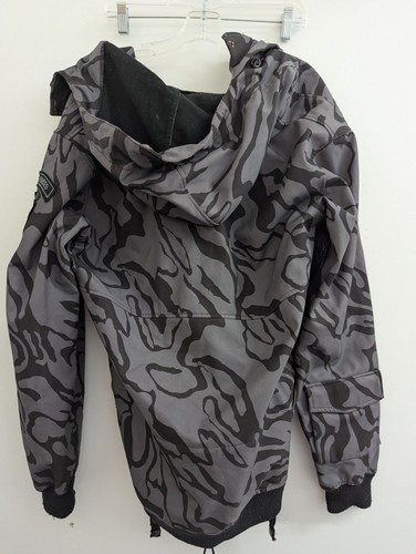 Neff Custom Threads Mens Jacket Black Grey Camo Hooded Size L Winter - Picture 2 of 5