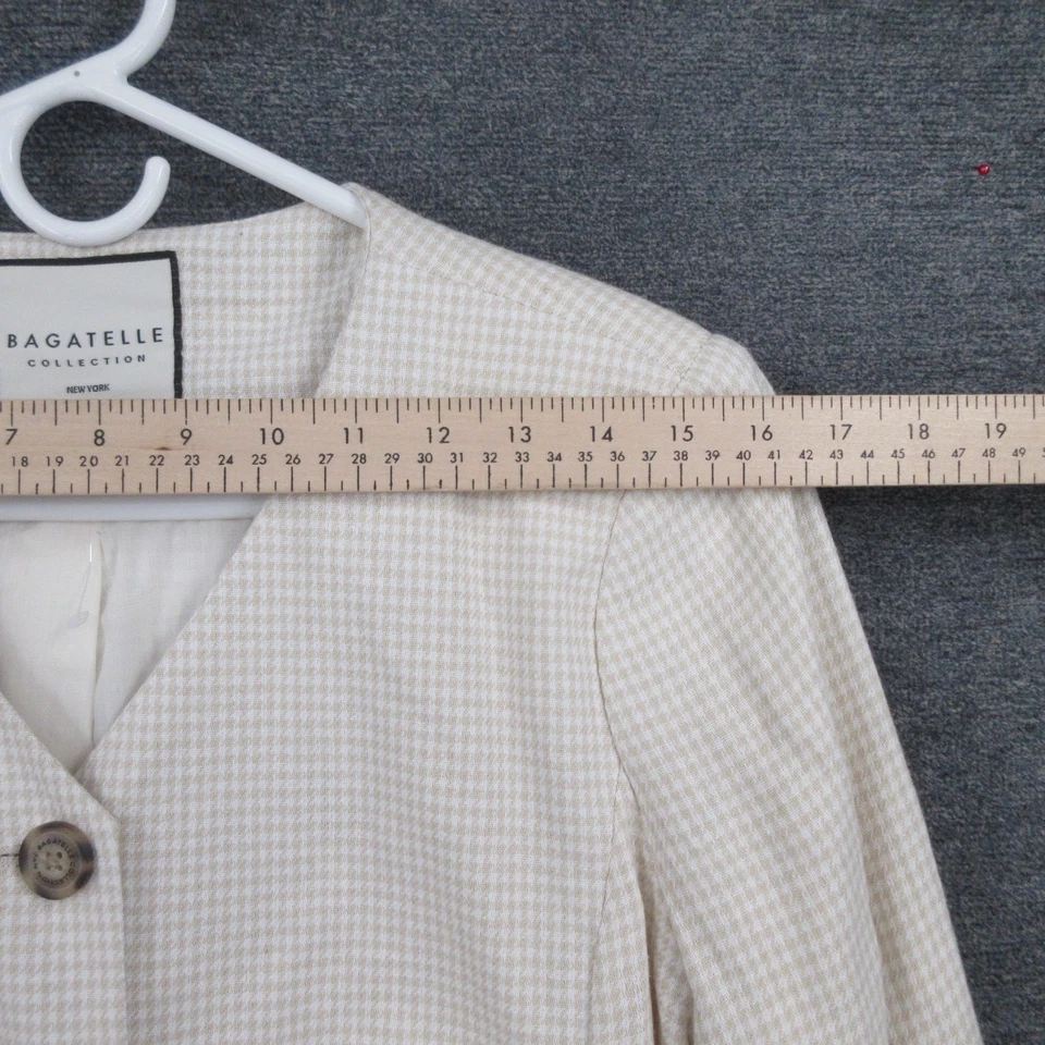 Blazer Mujer Colección Bagatelle S Pata de Gallo Largo Mezcla Lino Beige Foto 3 de 4