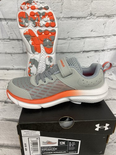 Under armor new in box size 12 Kids Orange Gray Boys - Picture 4 of 7