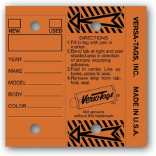 Genuine Key Tags (Half-Pack) 125 Key Tags & Key Rings per Box (Orange)