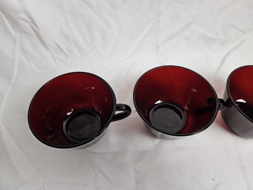 SET OF 4 - VINTAGE ANCHOR HOCKING ROYAL RUBY GLASS TEA/PUNCH/SNACK CUPS - Picture 6 of 10