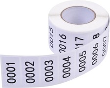 Inventory Labels - Consecutive Number Stickers 1-1000, 1.5 inch, White 