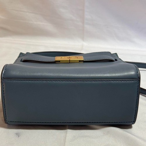 Auth Used TORY BURCH Lee Radziwill 2way Hand Shoulder Bag Leather Blue Ex+ JAPAN - Picture 6 of 8