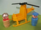 FISHER PRICE PLAY FAMILY LITTLE PEOPLE 1981 VTG 344 COPTER RIG HELICOPTER/PILOT+