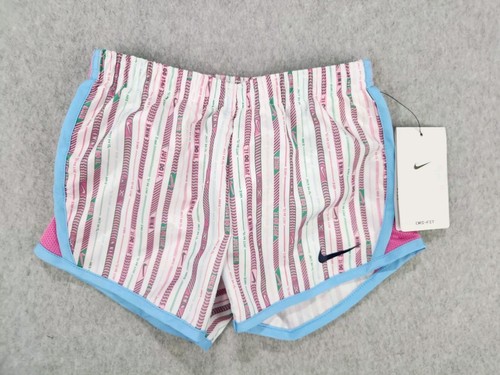 NWT Nike White Logo T-Shirt Size 6 Tempo Striped Lined Shorts Size 4 Girls Youth - Picture 2 of 16