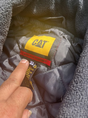 CAT Caterpillar Abbigliamento da Lavoro Ridefinito Uomo Nero Full Zip Poliestere Giacca Cappotto XL - Foto 4 di 12