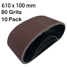 610 x 100mm Abrasive Sanding belts Metal and wood Polished 80 Grits 10 pack