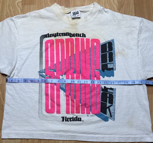 Vintage Daytona Beach 1991 Spring Break (Sz M) Cropped Top TShirt Distressed USA - Picture 8 of 10