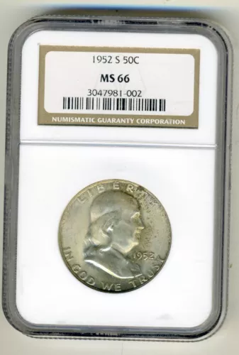 1952-S FRANKLIN HALF DOLLAR NGC MS66