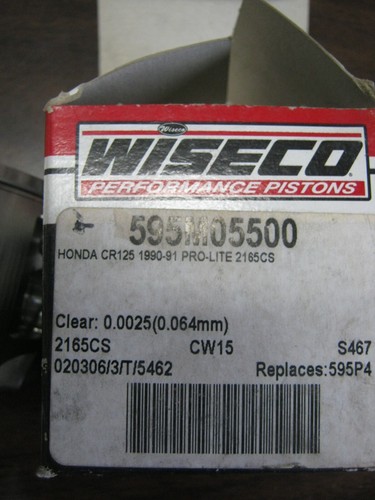 1990-1991 Honda CR125 Motocross Wiseco piston 595MO5500 595P4 55mm 1mm oversize - Picture 2 of 2