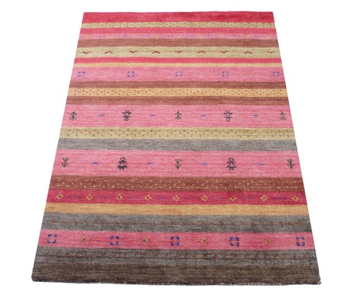 4X6 Lori Gabbeh Handmade Wool Area Rug with Goat & Girl Design Multicolored - Picture 3 of 9