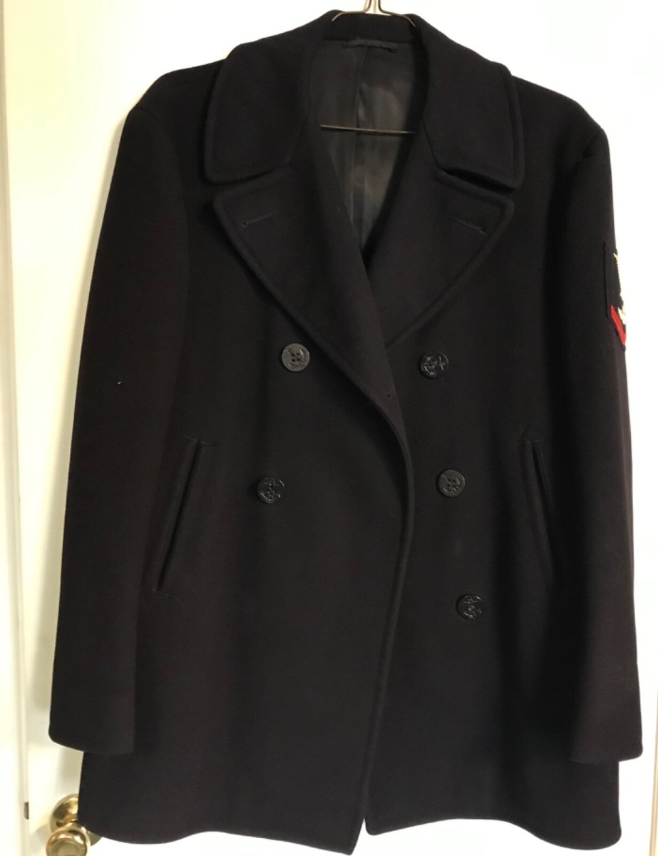 Vintage US Navy Mens Pea Coat Black Wool Sz 40 Reg | eBay