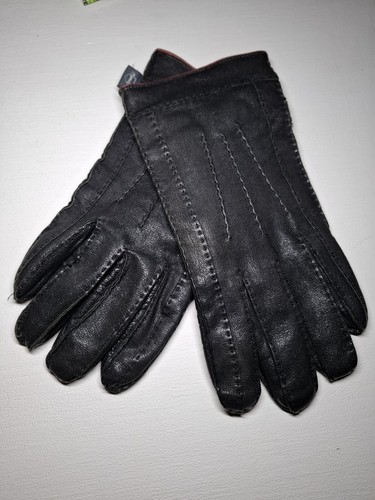 Paul Costelloe Black Genuine Leather Gloves 100% wool lining. Size Large - Picture 19 of 19