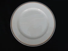 O. P. CO. Syracuse China Restaurant Ware White Luncheon Plate w/ Gold Black Band
