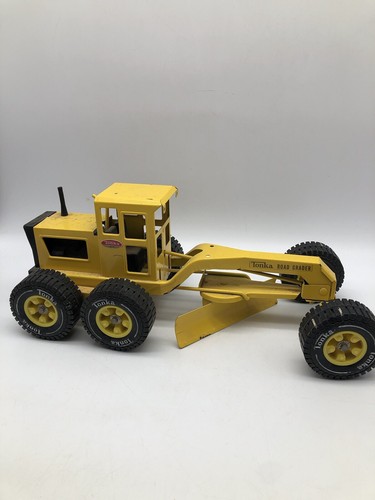 Vintage 1970's Tonka Yellow Pressed Metal Toy Road Grader Scraper Excavator - Picture 6 of 13