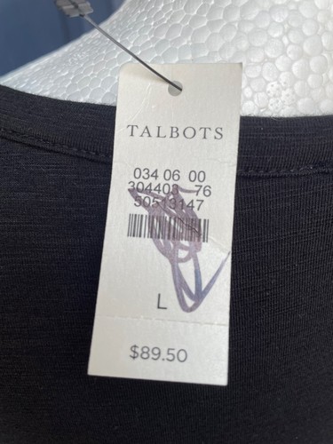 Talbots Damen Größe Large Maxikleid schwarz Kurzarm Baumwollmischung Taille binden - Bild 5 von 10
