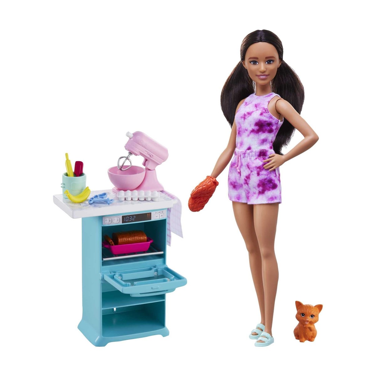 Barbie Kitchen Playset With Barbie Doll, Oven, Kitten and Other