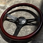 15" Black Steering Wheel With Wood Grip and Official Chevy Horn Button - 6 Hole