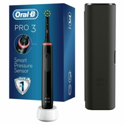 Oral-B Pro 3 3500 Schwarz Elektrische Zahnbürste Kopf Reiseetui Drucksensor