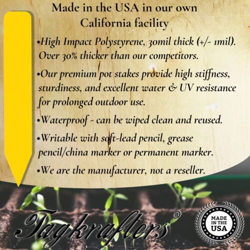 PREMIUM 5" X 5/8" Plastic Pot Stakes Plant Marker Labels Nursery Tags *USA MADE* - Picture 2 of 6