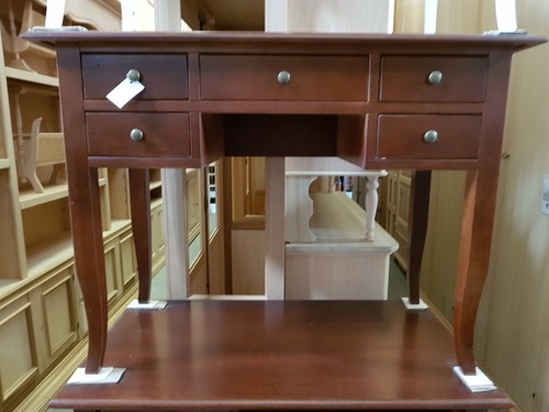 SCRIVANIA MOBILE PC STUDIO UFFICIO 5 CASSETTI ARTE POVERA NOCE SCURO CLASSICO - Photo 2 sur 7