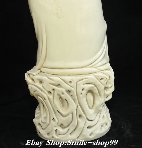 Statue garçon déesse 16,9" porcelaine mode Tibet Dehua Kwan-yin Guan Yin Boddhisattva