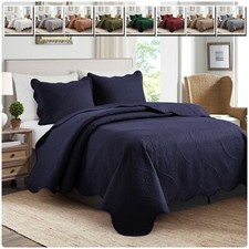 3 Piece Quilted Floral Bedspread with Pillow Sham Ultra Soft Coverlet Bed Throw