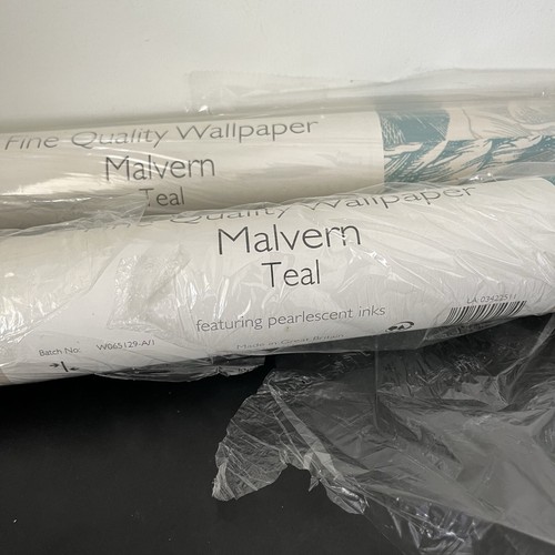 2 x Laura Ashley Malvern Teal Wallpaper Fine Quality Pearlescent Inks 10m X 53cm - Picture 7 of 11
