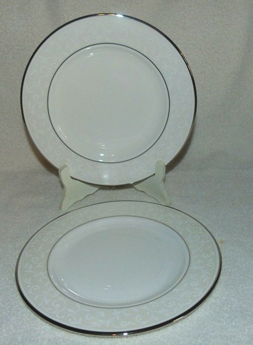 2 Lenox Opal Innocence Salad Plates 8" New With Original Labels Platinum Trim - Picture 2 of 7