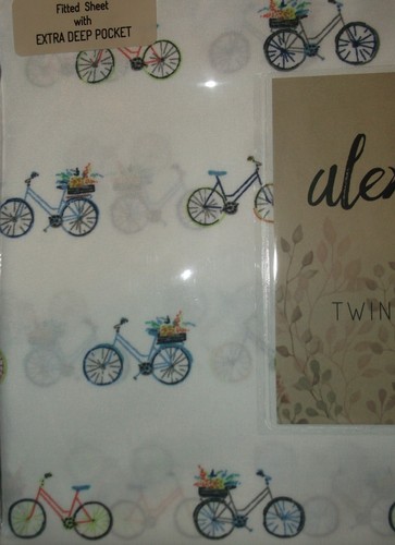 JUEGO DE HOJAS EXTRA LARGAS GEMELAS ESTAMPADAS DE BICICLETAS 3 PIEZAS BOLSILLOS 14" TAMAÑO DORMITORIO UNIVERSITARIO - Imagen 5 de 5