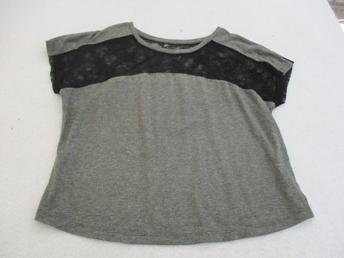 grau schwarzes T-Shirt mit Schnürung