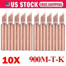 10x 900M-T-K Pure Copper Soldering Iron Tips Sets Lead-Welding Solder Tip Tool