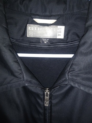 GUESS Mens Jacket Coat Sz Medium Black Full Zip Soft Liner 4 Pockets T42242  - Picture 3 of 8