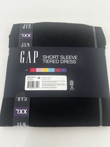 GAP Damen weiches Kurzarm Rundhals Stufen Kleid XXL schwarz 100% Baumwolle NEU - Bild 3 von 3