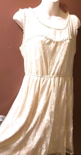 Abito PINKY panna pizzo fit svasato primo appuntamento maglia vestito smanicato junior L NUOVO - Foto 7 di 9