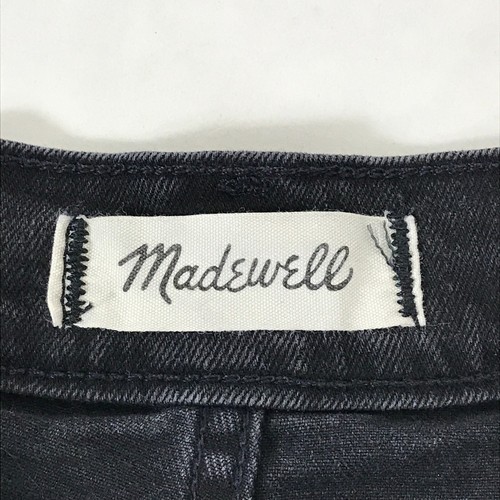 Falda Madewell Denim Rígida Línea A Para Mujer Talla 28 Desteñida Negra Elastizada Dobladillo Crudo - Imagen 6 de 9