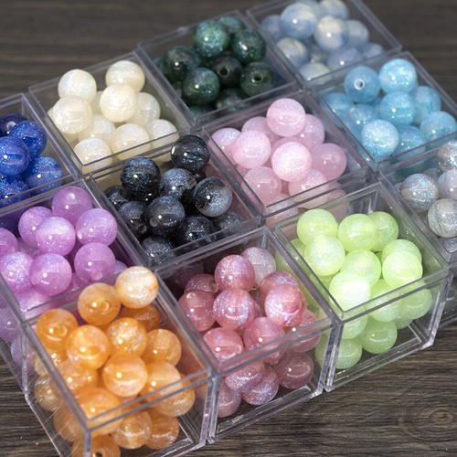 Starry Sky Sparkling Resin Round Beads Acrylic DIY Necklace Bracelet Accessories - Picture 3 of 40