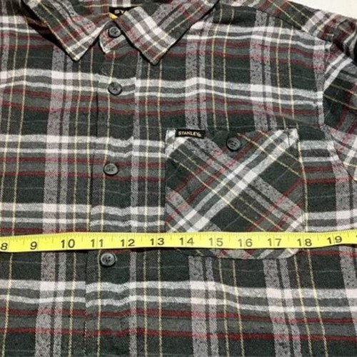 Stanley Men’s Gray & Red Plaid Flannel Long Sleeve Button Up Shirt Men’s Size L - Picture 4 of 10