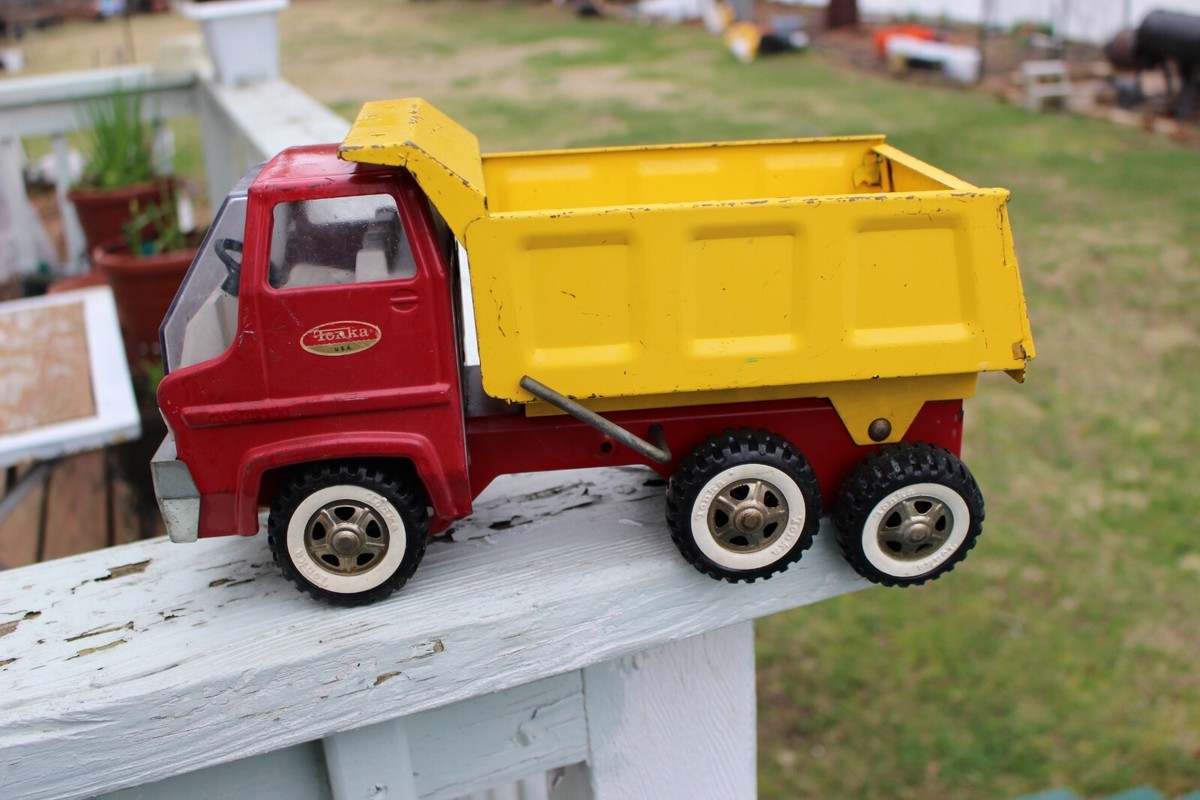Vintage Tonka Dump Truck Red & Yellow Pressed Steel 1970