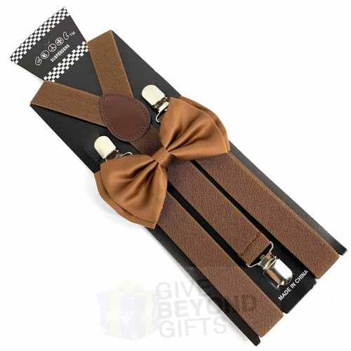 Suspender and Bow Tie Adults 42 Colors Combo Wedding Formal Wear Accessories - Picture 18 of 213