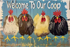 Chicken-Sign Metal-Sign Wall-Art Décor-Yard, Welcome to Our Coop, Farm Plaque Ga
