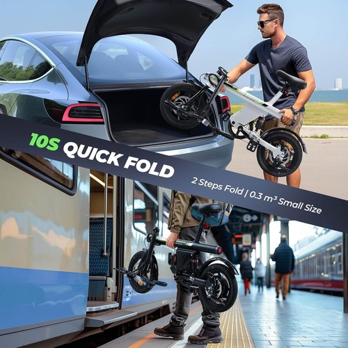 Electric Bike Adults 500W Motor 14'' E-Bike 20MPH Folding Ebike 25 Miles Range - Picture 7 of 12