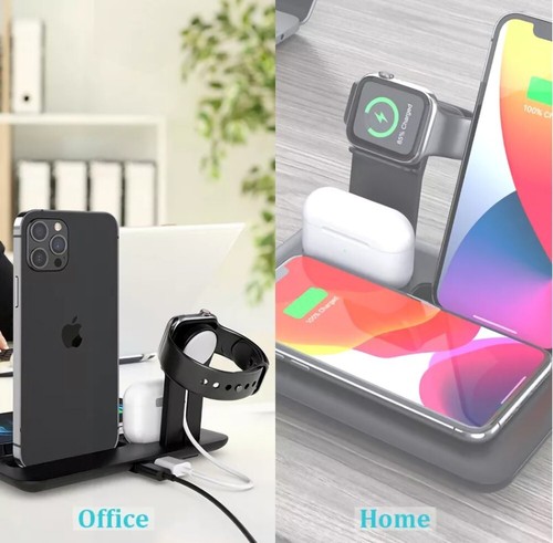 Qi Wireless Charger 4in1 Fast Charging Station Dock for Mobile Phones, AirPods - Picture 4 of 15